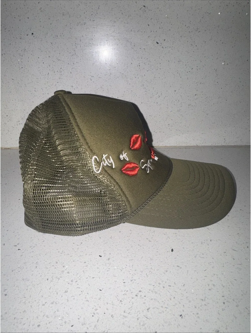 Dropout New York City of Syrup Houston Astros Trucker Hat Cap Olive Green Lips